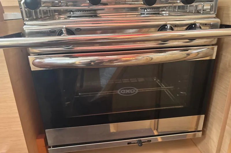 Slide: The Image of Stainless steel oven in 2017 Jeanneau Sun Odyssey 389 yacht kitchen. - 42