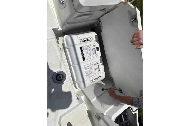 Slide: The Image of 2017 Jeanneau Sun Odyssey 389 with Superior Life-Saving equipment in storage compartment. - 63