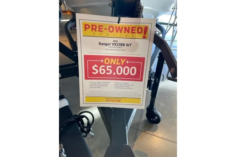 Slide: The Image of Pre-owned 2024 Ranger VX1988 WT boat for sale, priced at $65,000. - 123
