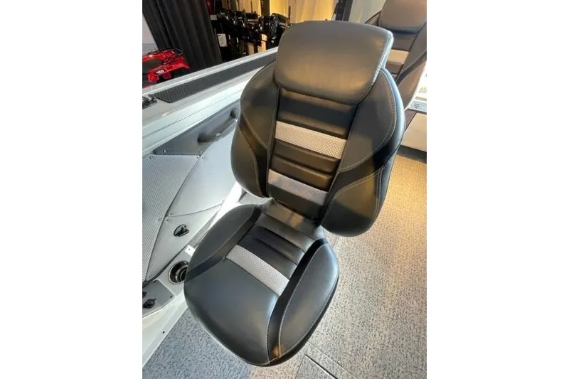 Slide: The Image of 2024 Ranger VX1988 WT boat seat, black and gray design, ergonomic and stylish. - 14