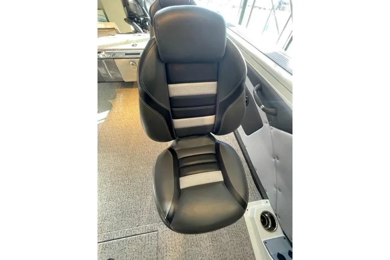 Slide: The Image of 2024 Ranger VX1988 WT boat seat, black and gray design, luxurious and ergonomic. - 16