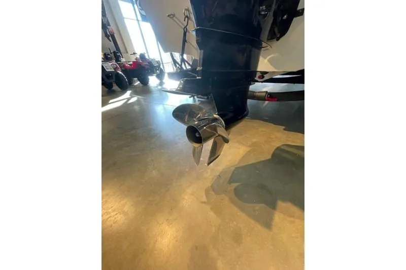 Slide: The Image of 2024 Ranger VX1988 WT boat propeller in showroom lighting. - 9