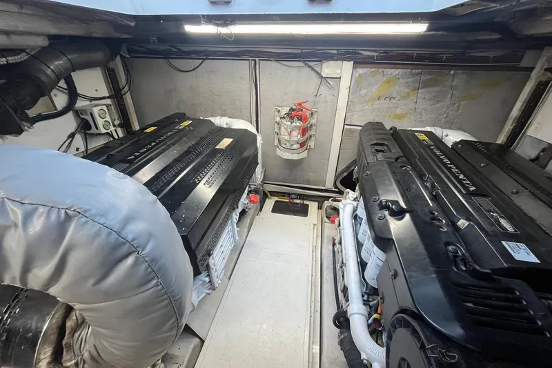 Slide: The Image of Engine room of 2012 Fairline Targa 58 Gran Turismo with Volvo Penta engines. - 25