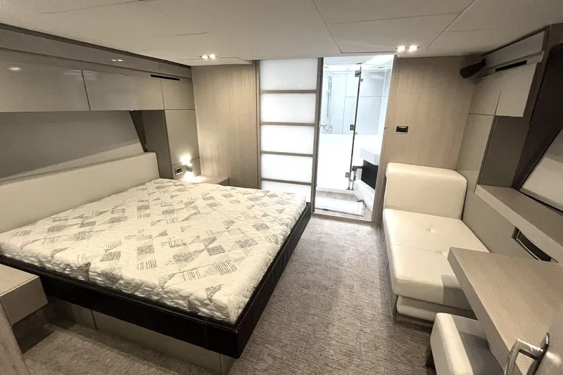 Slide: The Image of Luxurious bedroom interior of 2012 Fairline Targa 58 Gran Turismo yacht. - 7