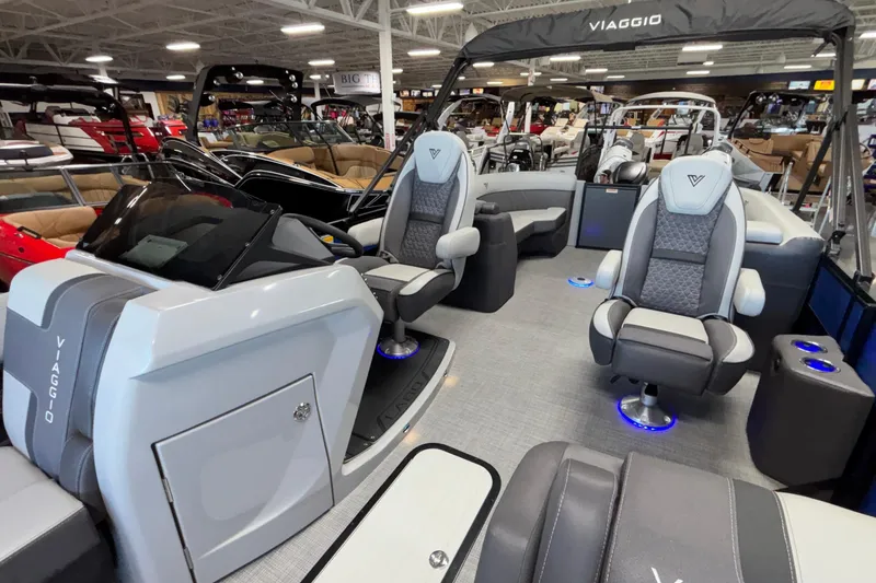 Slide: The Image of Interior of 2026 Viaggio Z24U boat with modern seating and sleek design. - 23