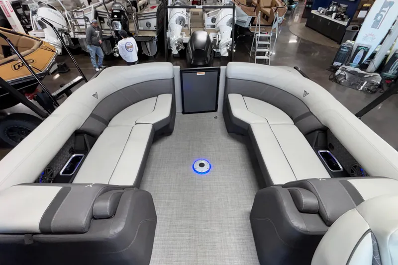 Slide: The Image of Luxurious interior of 2026 Viaggio Z24U pontoon boat with spacious seating and modern design. - 33