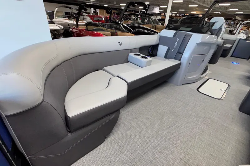 Slide: The Image of Luxurious interior of 2026 Viaggio Z24U boat with plush seating and modern design. - 17
