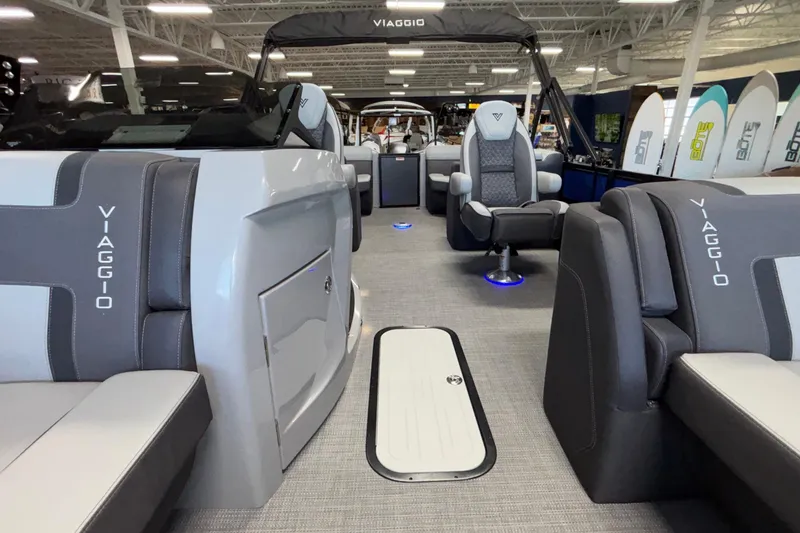 Slide: The Image of Interior of 2026 Viaggio Z24U boat with modern seating and sleek design. - 18