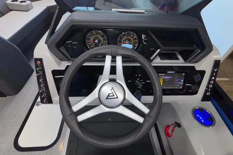 Slide: The Image of Steering console of 2026 Viaggio Z24U boat with modern controls and dashboard. - 30