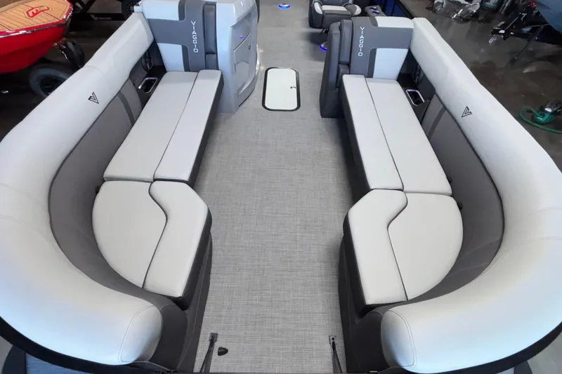Slide: The Image of Luxurious interior of 2026 Viaggio Z24U pontoon boat with spacious seating. - 6