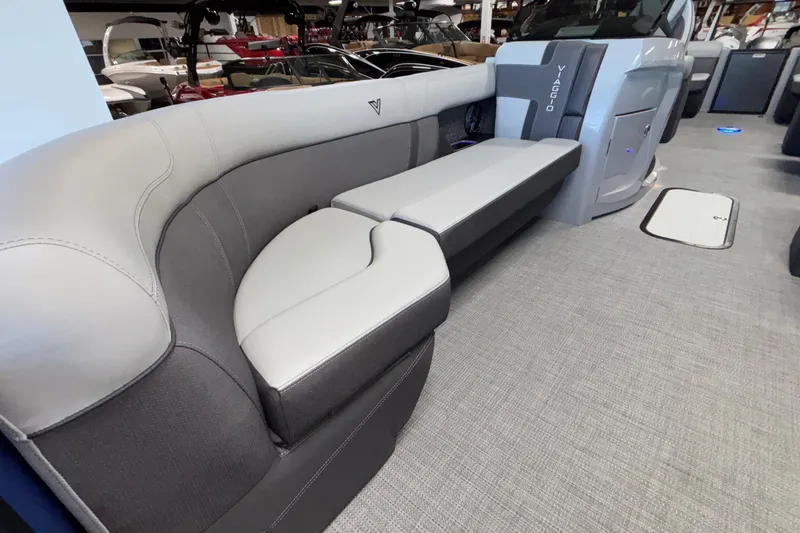 Slide: The Image of Luxurious interior of 2026 Viaggio Z24U boat with sleek seating and modern design. - 7