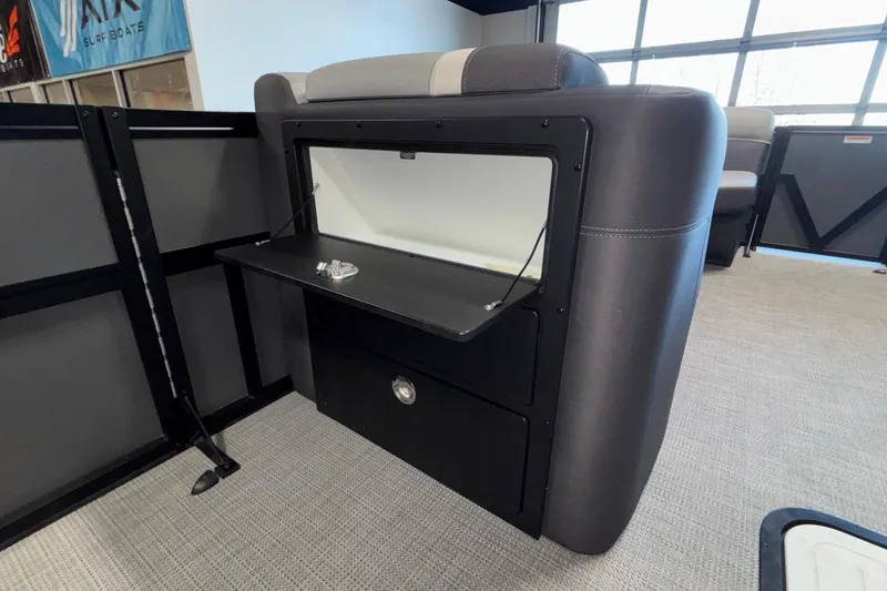 Slide: The Image of Interior of 2026 Viaggio Z24U boat with open storage compartment and sleek seating. - 30