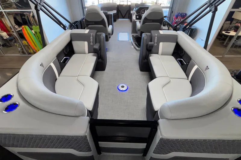 Slide: The Image of Luxurious 2026 Viaggio Z24U boat interior with plush seating and modern design. - 49