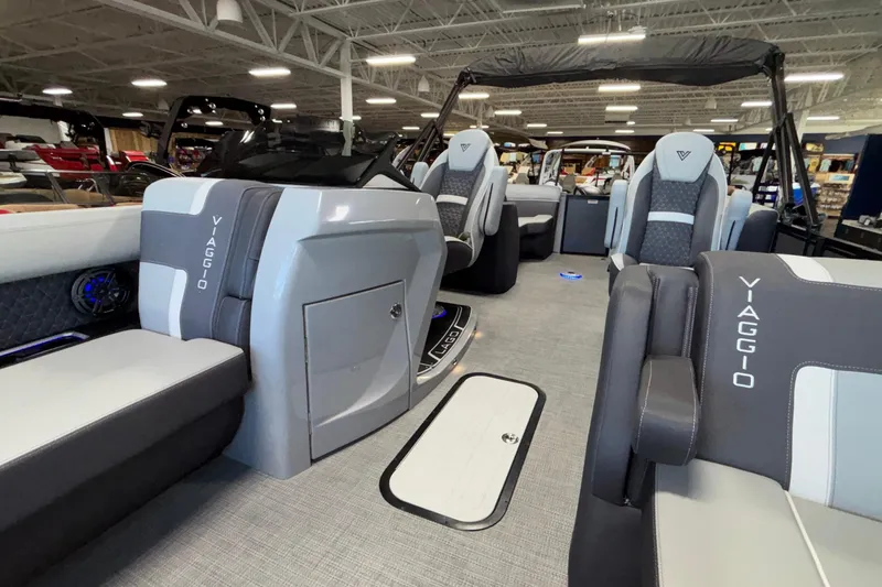 Slide: The Image of 2026 Viaggio Z24U boat interior with modern seating and sleek design. - 17