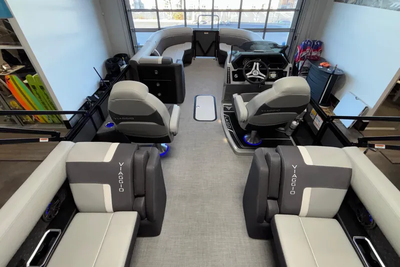 Slide: The Image of Luxurious 2026 Viaggio Z24U boat interior with modern seating and sleek design. - 35