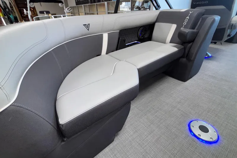 Slide: The Image of Luxurious seating in 2026 Viaggio Z24U boat with modern design and ambient lighting. - 44