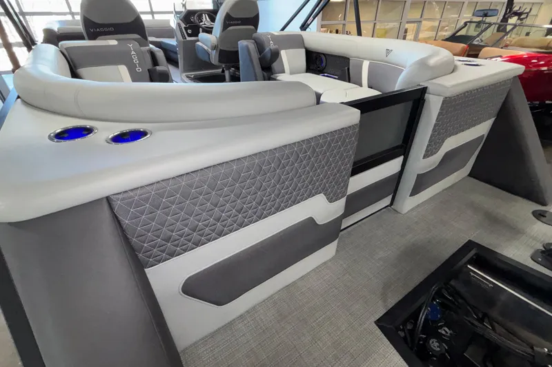 Slide: The Image of Luxurious interior of 2026 Viaggio Z24U boat with modern seating and elegant design. - 47