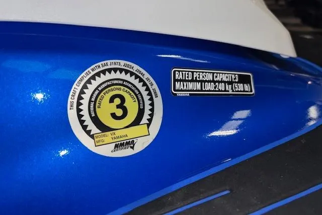 Slide: The Image of 2023 Yamaha WaveRunner VX Limited, blue, rated for 3 persons, maximum load 240 kg (530 lb). - 19