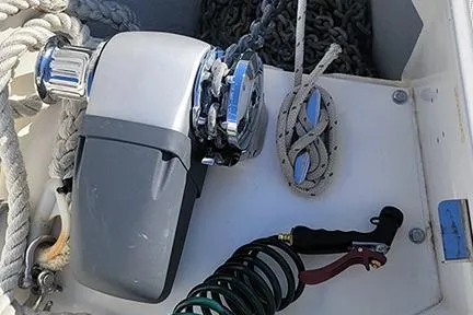 Slide: The Image of Anchor winch and ropes on 1999 Jeanneau Sun Odyssey 45.2 sailboat. - 18