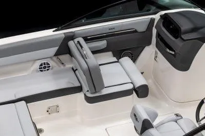 Slide: The Image of 2026 Chaparral SSX 4 boat interior with modern seating and sleek design. - 15
