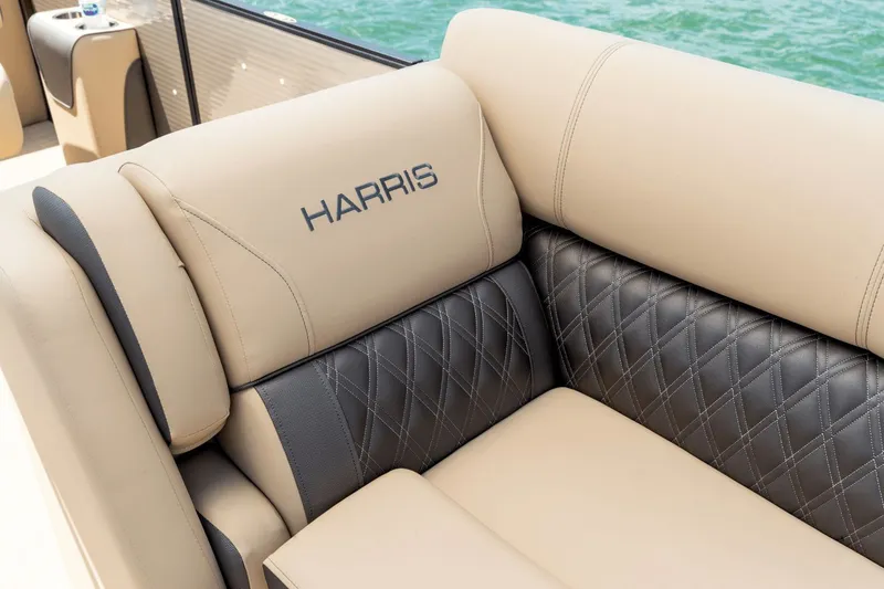 Slide: The Image of Luxurious seating in Harris Sunliner 250 pontoon boat, model 2026. - 19