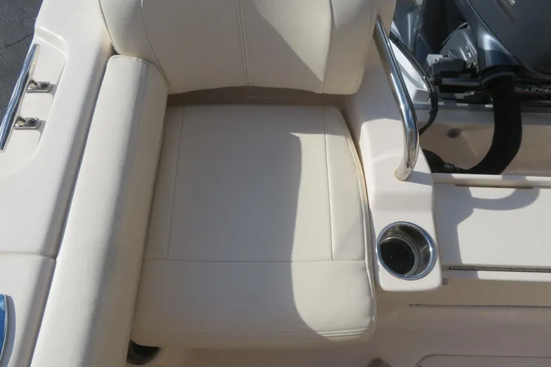 Slide: The Image of Close-up of 2016 Grady-White Fisherman 209 boat engine mount with Bob's Machine logo. - 55