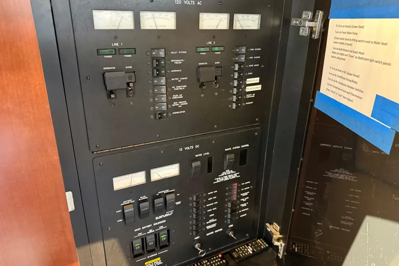 Slide: The Image of Electrical control panel on a 2006 Sea Ray 44 Sedan Bridge yacht. - 20