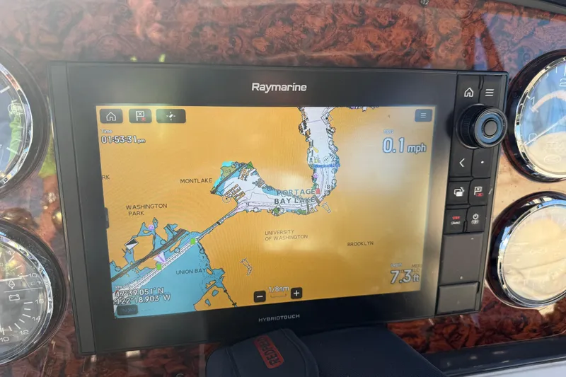 Slide: The Image of Raymarine navigation display on 2006 Sea Ray 44 Sedan Bridge, showing Portage Bay map. - 66