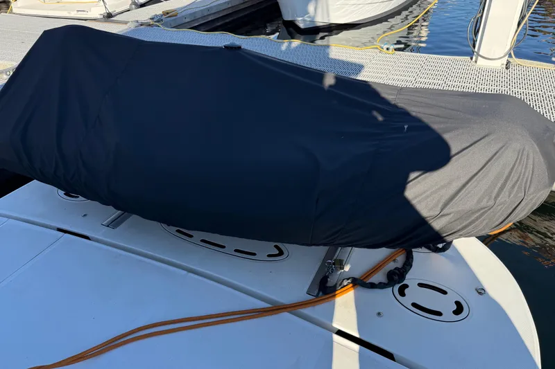 Slide: The Image of Covered equipment on 2006 Sea Ray 44 Sedan Bridge yacht deck. - 94