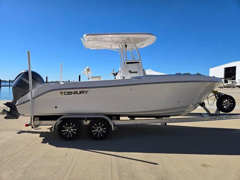 Slide: The Image of 2024 Century 2300 Center Console boat on trailer. - 4
