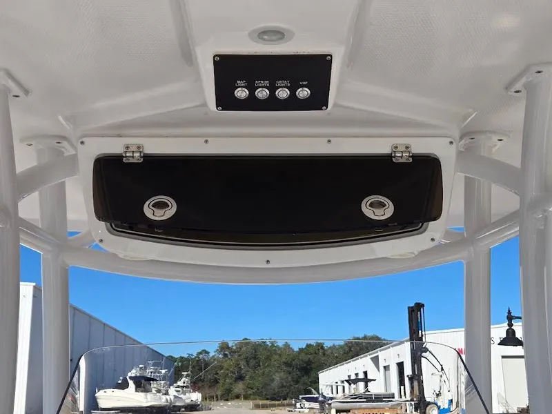 Slide: The Image of Century 2300 Center Console 2024, helm station and controls. - 6