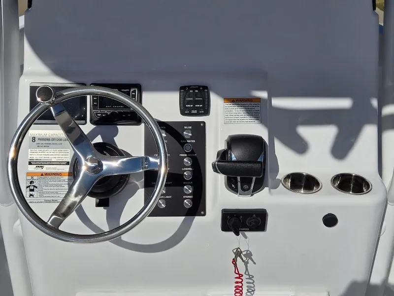 Slide: The Image of Control console of the 2024 Century 2300 Center Console boat model. - 7