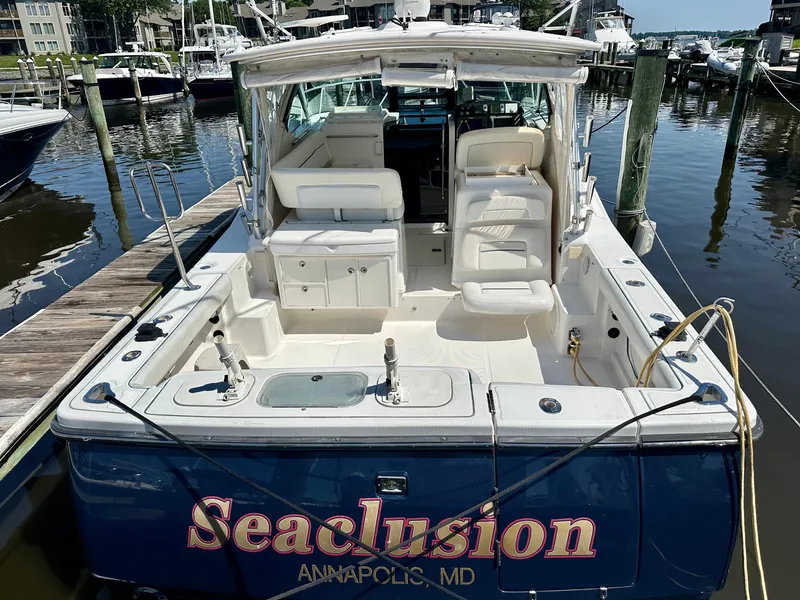 Slide: The Image of 2005 Tiara Yachts 3600 Open docked, rear view, Annapolis, MD. - 2