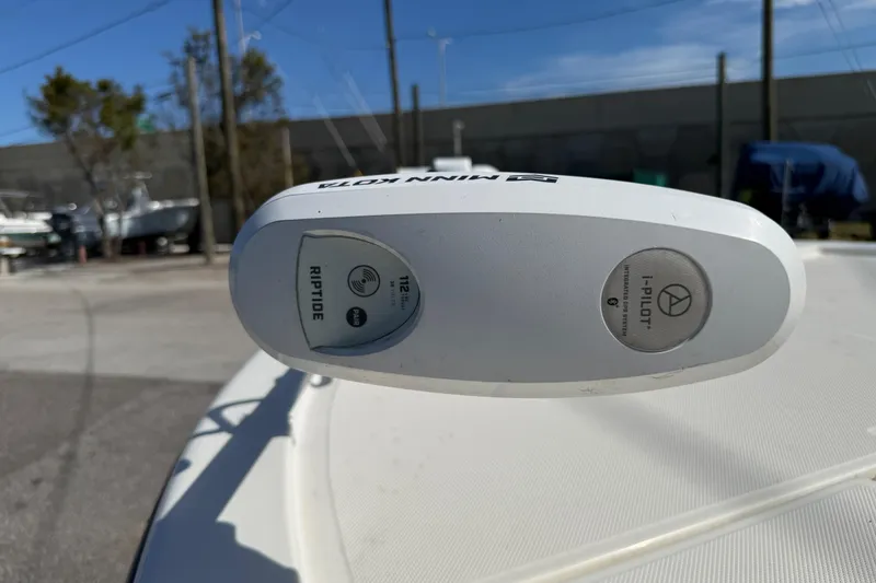 Slide: The Image of Minn Kota Riptide trolling motor on 2021 Sea Born FX24 Bay boat. - 12