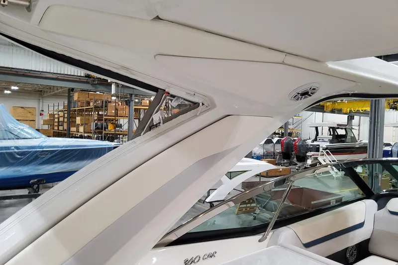 Slide: The Image of 2026 Formula 360 Crossover Bowrider OB interior detail in a manufacturing facility. - 120