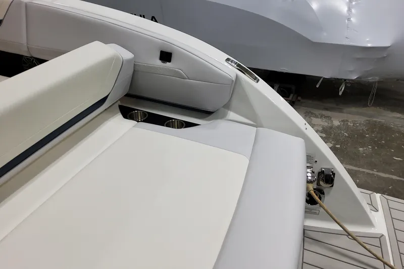 Slide: The Image of 2026 Formula 360 Crossover Bowrider OB interior with sleek seating and cup holders. - 18