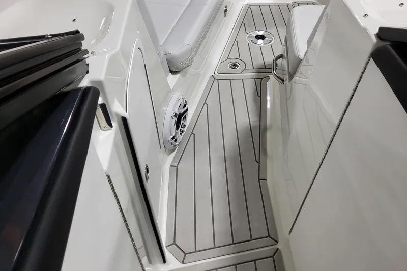 Slide: The Image of 2026 Formula 360 Crossover Bowrider OB interior with sleek flooring and seating. - 24