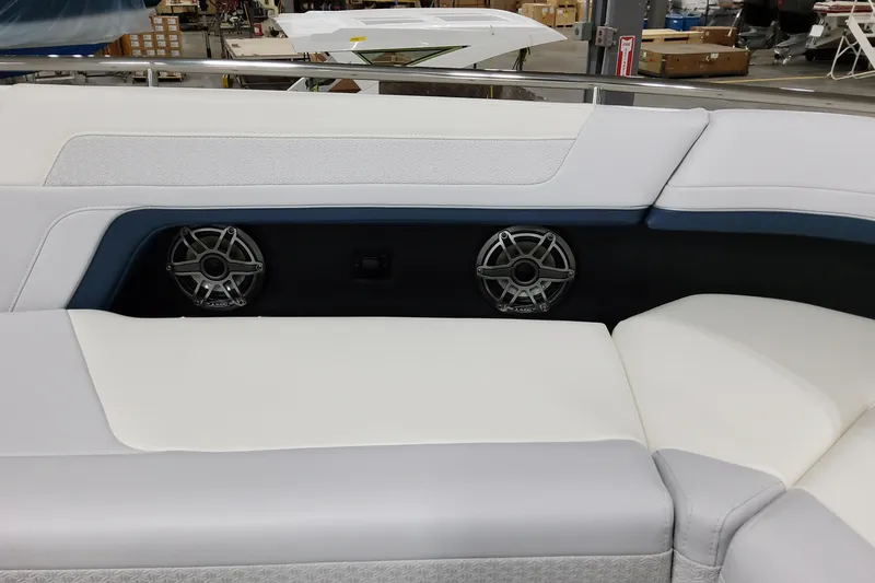 Slide: The Image of 2026 Formula 360 Crossover Bowrider OB interior with speakers and cushioned seating. - 33