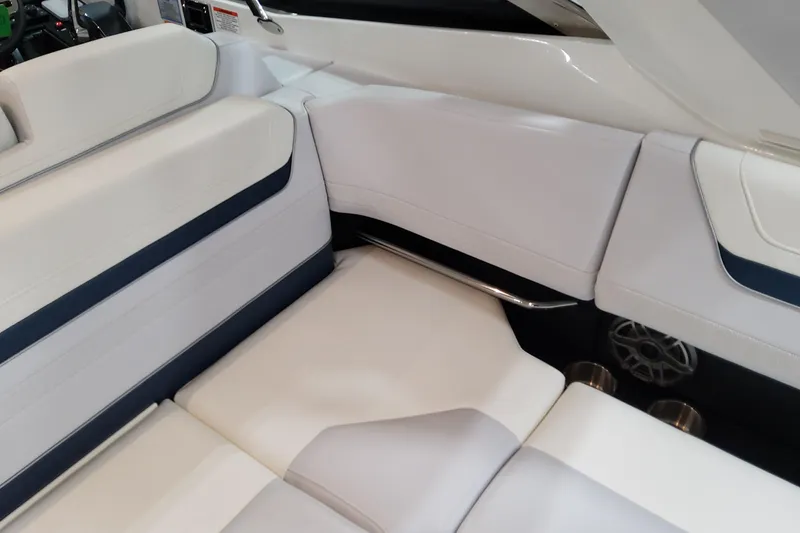 Slide: The Image of 2026 Formula 360 Crossover Bowrider OB interior seating with sleek white upholstery. - 58