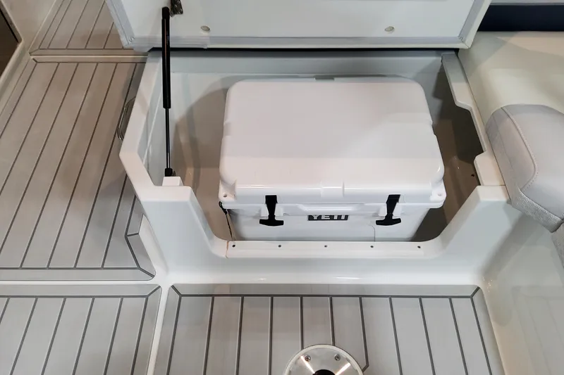 Slide: The Image of Storage compartment with Yeti cooler on 2026 Formula 360 Crossover Bowrider OB boat. - 63