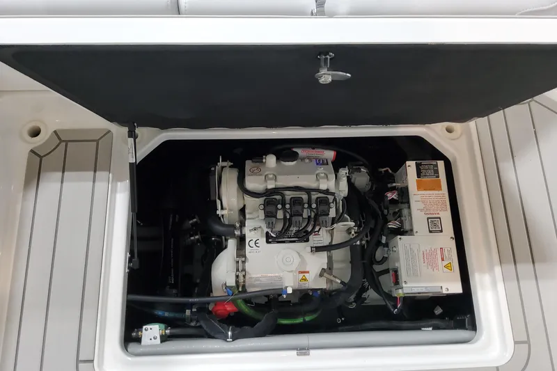 Slide: The Image of Engine compartment of 2026 Formula 360 Crossover Bowrider OB, showcasing mechanical components. - 67