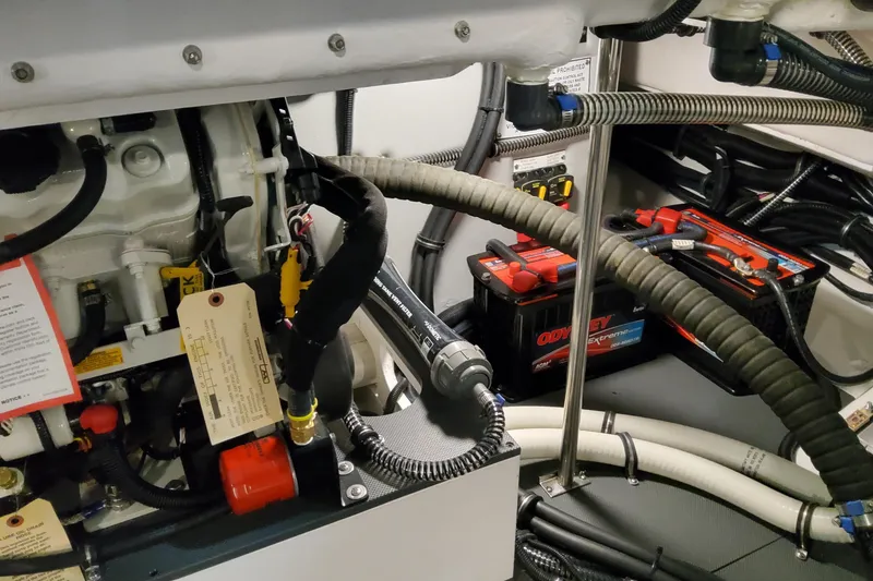 Slide: The Image of Engine compartment of 2026 Formula 360 Crossover Bowrider OB with Odyssey batteries. - 78