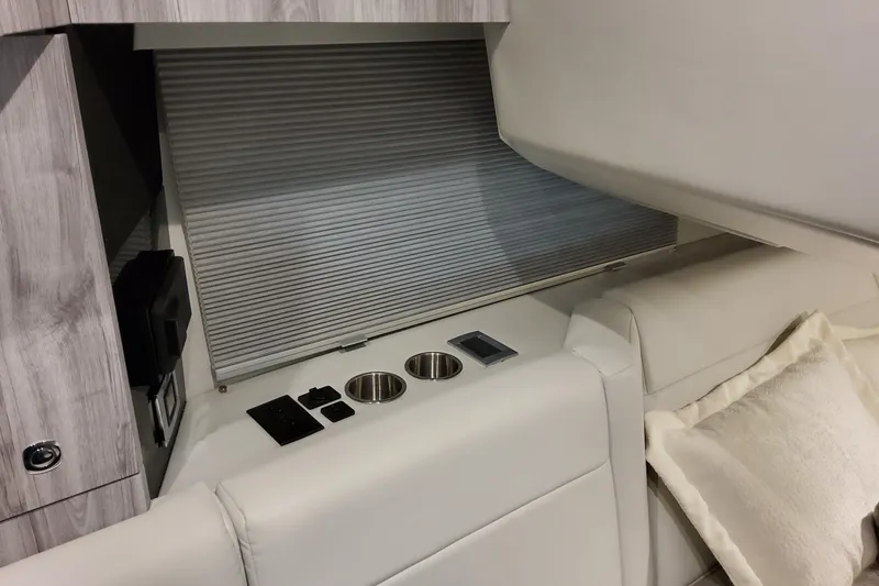 Slide: The Image of Interior of 2026 Formula 360 Crossover Bowrider OB with modern amenities and sleek design. - 91