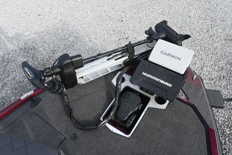 Slide: The Image of 2026 Vexus VXs20 boat deck with Garmin and Humminbird electronics, Minn Kota trolling motor. - 10