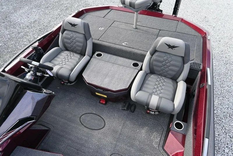 Slide: The Image of 2026 Vexus VXs20 boat interior with two gray seats and steering wheel. - 5
