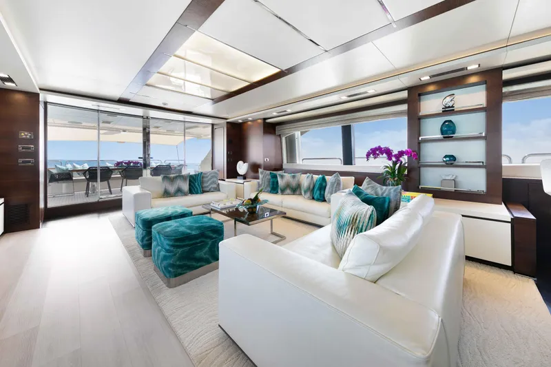 Slide: The Image of Luxurious Azimut Grande 32M yacht aft deck with elegant dining area, ocean view, 2012 model. - 11