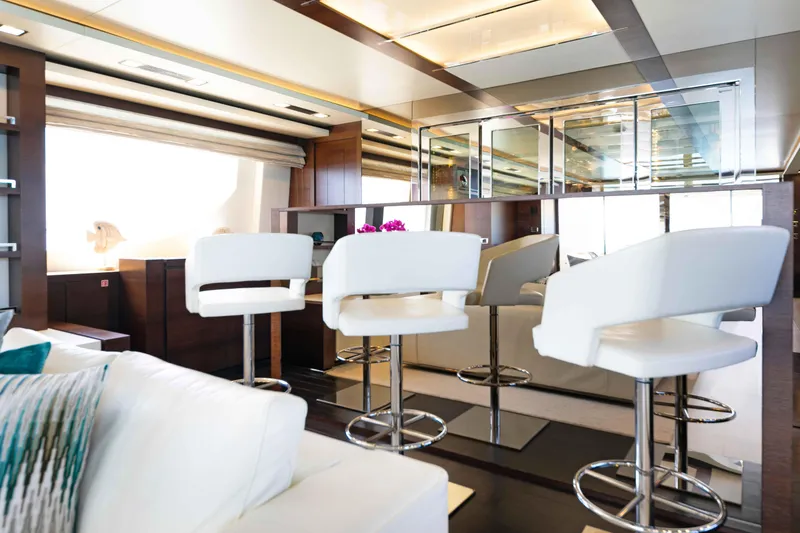 Slide: The Image of Luxurious aft deck dining area on 2012 Azimut Grande 32M yacht with ocean view. - 12