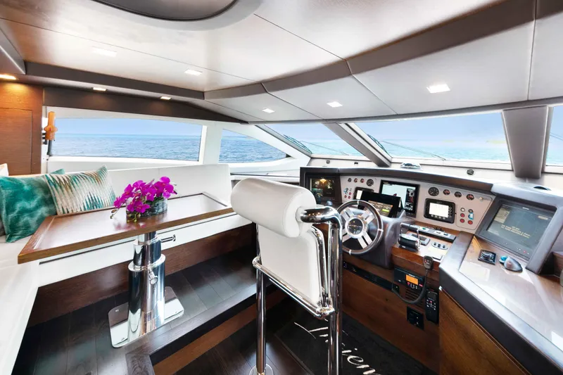 Slide: The Image of Luxurious interior of 2012 Azimut Grande 32M yacht with modern helm and ocean view. - 25