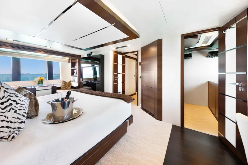 Slide: The Image of Luxurious interior of 2012 Azimut Grande 32M yacht with elegant Master bedroom and ocean view. - 31
