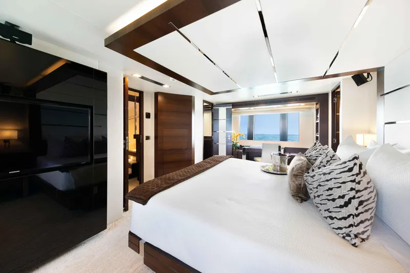 Slide: The Image of Luxurious Master bedroom interior of 2012 Azimut Grande 32M yacht with ocean view. - 35